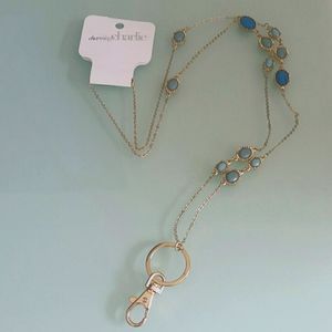 Jeweled necklace / lanyard key holder in Antique Gold Tone